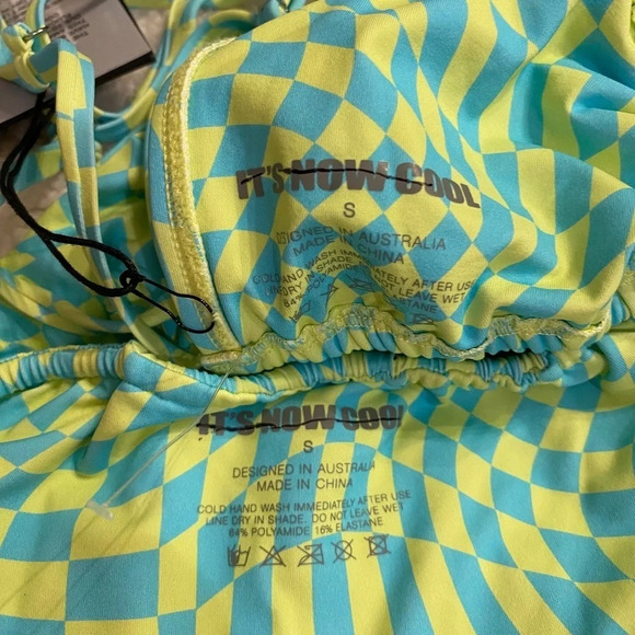 New! It’s Now Cool x free people checkered wave green blue bikini 14316 - Picture 7 of 14